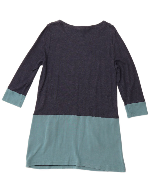 WHITE STUFF Vestido feminino evasê UK 16 grande bloco colorido azul marinho