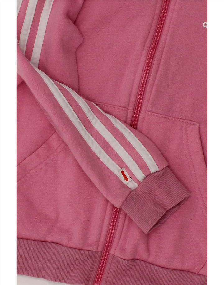 ADIDAS Suéter feminino com capuz e zíper 7-8 anos algodão rosa