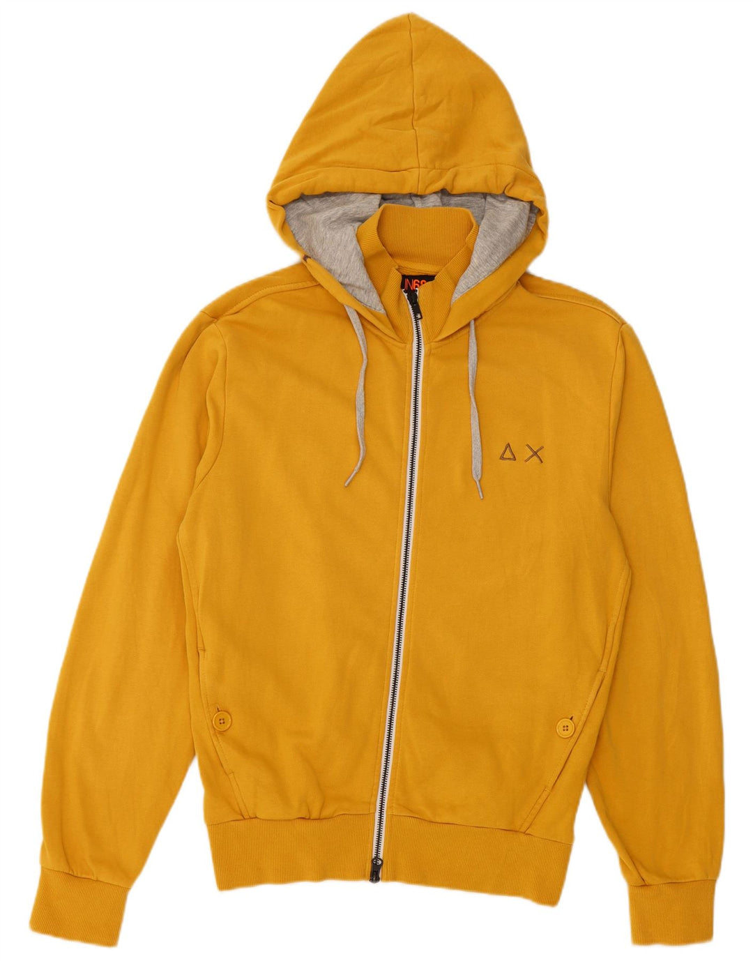 Sun68 Suéter masculino com capuz e zíper de algodão amarelo médio
