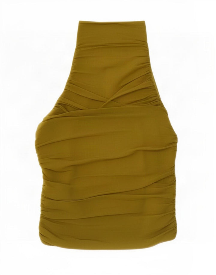 Top feminino Zara Halter UK 12 verde médio