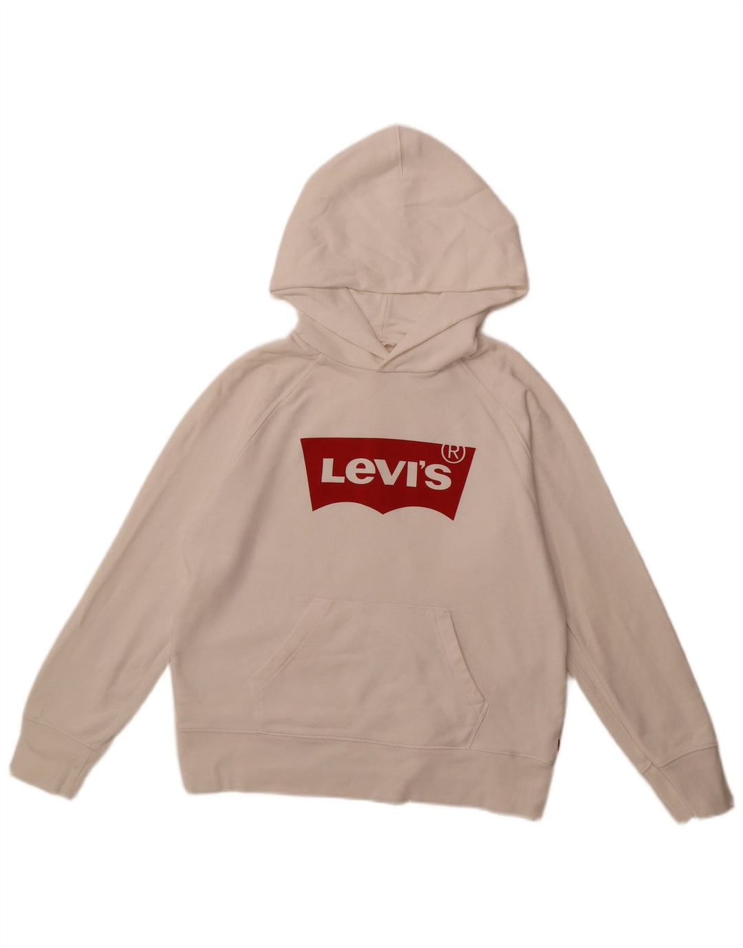 Suéter feminino com capuz gráfico oversized LEVI'S Reino Unido 6 XS algodão branco