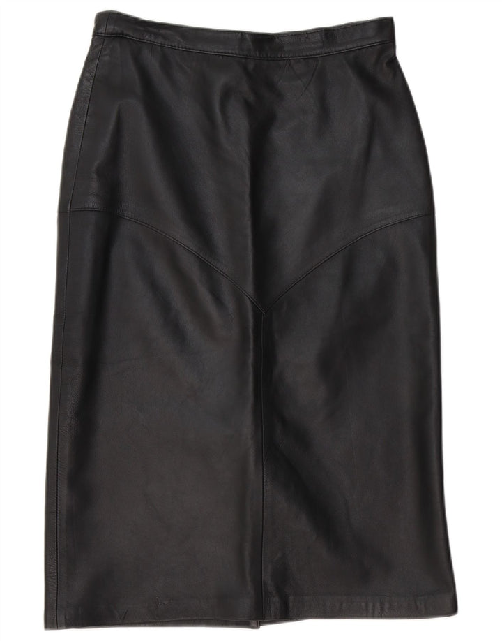 Saia de couro feminina vintage UE 40 médio W30 couro preto