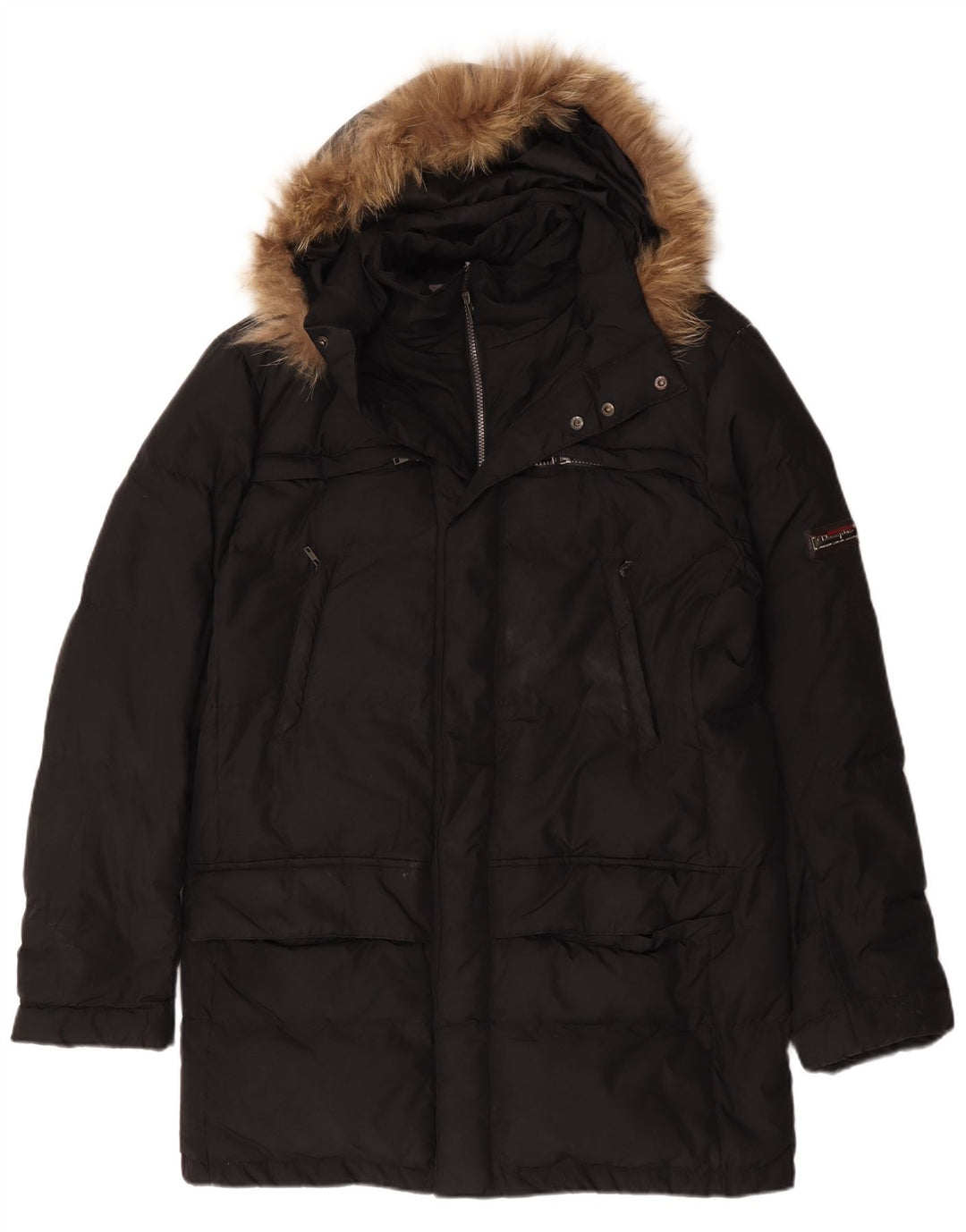 Casaco masculino acolchoado com capuz Champion UK 42 XL poliéster preto