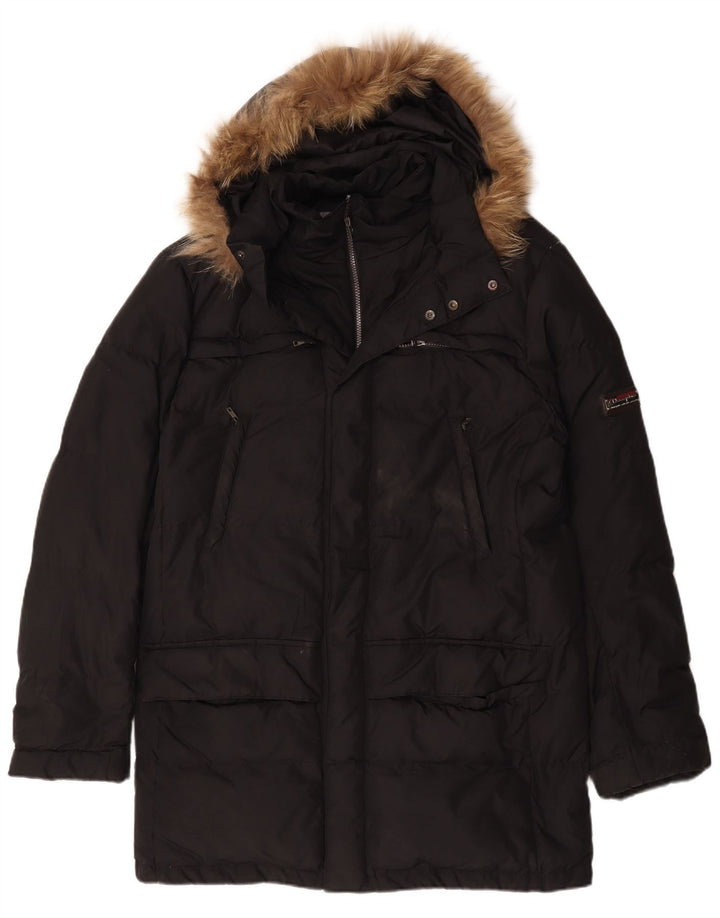 Casaco masculino acolchoado com capuz Champion UK 42 XL poliéster preto
