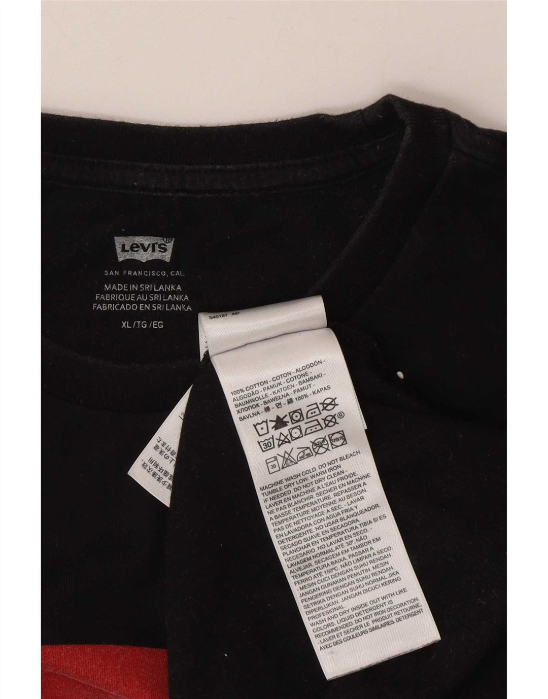 Camiseta gráfica masculina Levi's Top XL algodão preto
