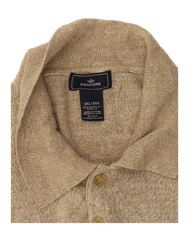 DOCKERS Mens Polo Neck Jumper Sweater 2XL Beige Acrylic Vintage Dockers and Second-Hand Dockers from Messina Hembry 