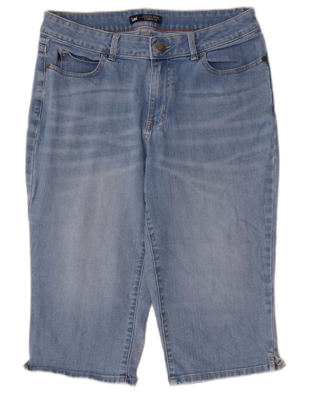 LEE Womens Modern Series Curvy Capri Jeans EUA 12 Grande W30 L17 Algodão Azul