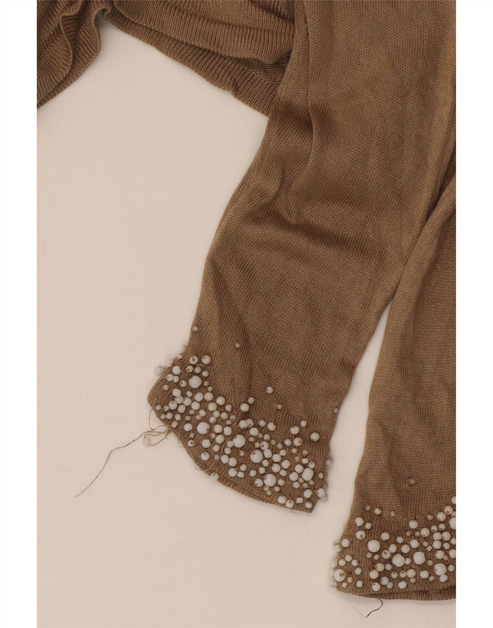 Suéter cardigã feminino grande Marks & Spencer Reino Unido 10 pequeno marrom