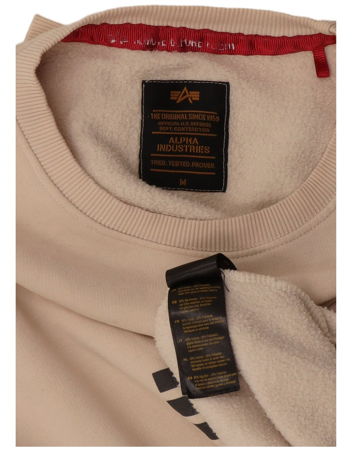 Alpha Industries Suéter gráfico masculino de algodão bege médio