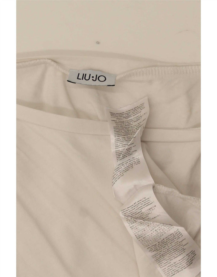 Camiseta feminina Liu Jo com estampa gráfica UK 14 algodão branco médio