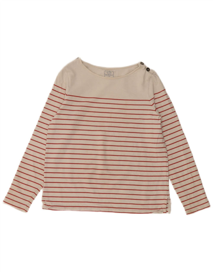 FAT FACE Top feminino de manga comprida Reino Unido 8 pequeno algodão listrado branco