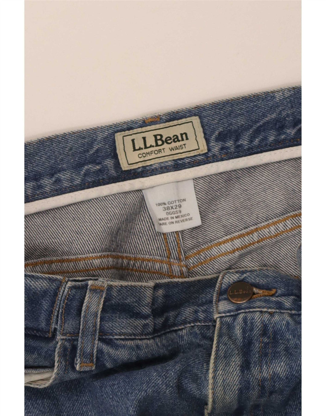 Calça jeans reta masculina L.L.Bean W38 L29 algodão azul
