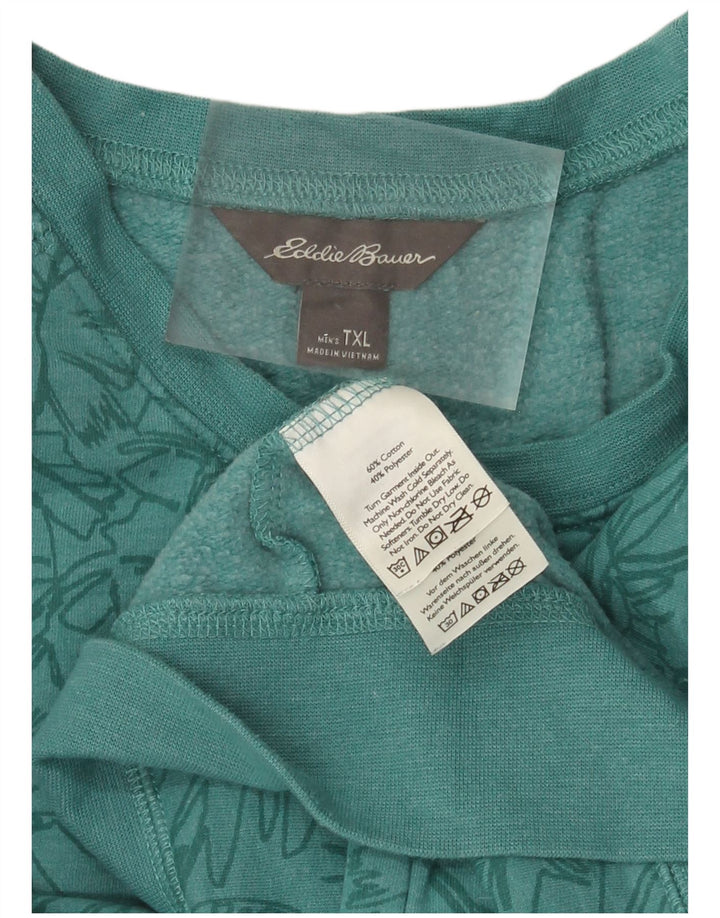 Eddie Bauer Suéter alto masculino XL de algodão floral verde
