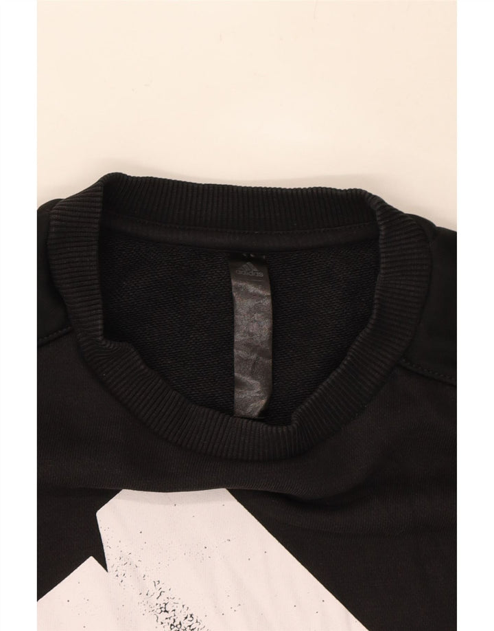 ADIDAS Mens Graphic Sweatshirt Jumper Médio Algodão Preto
