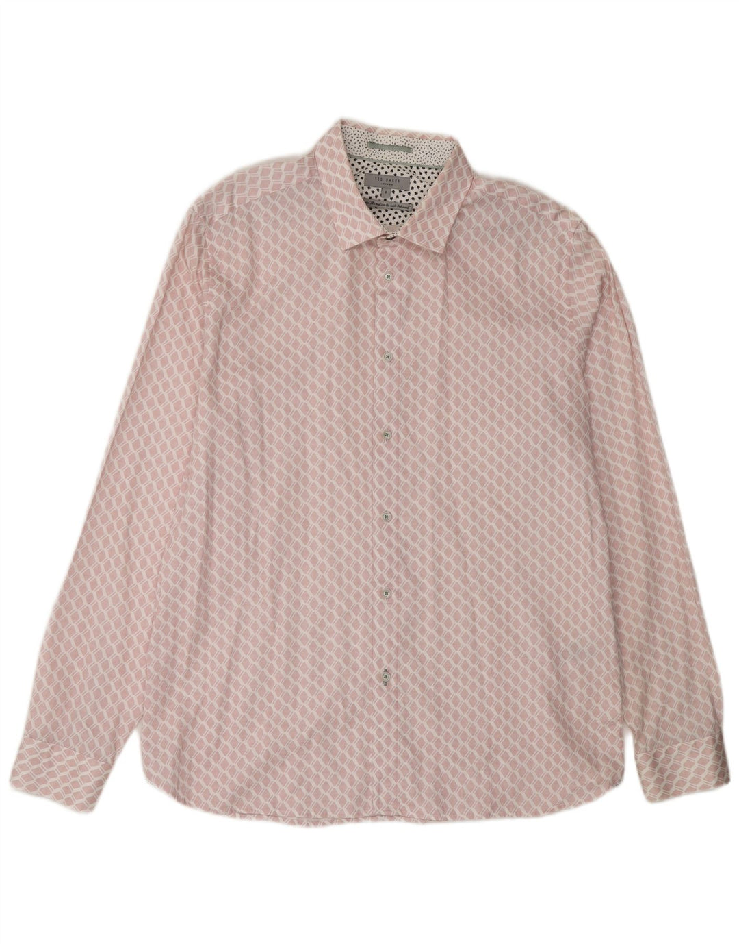 Camisa masculina TED BAKER tamanho 6 2XL algodão geométrico rosa