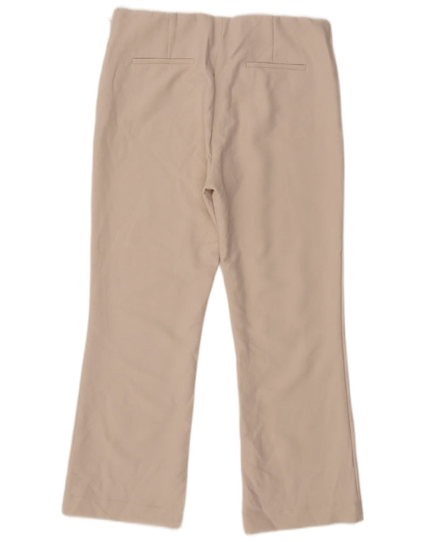 Zara Calça feminina casual cintura alta com corte bootcut XL W38 L28 bege