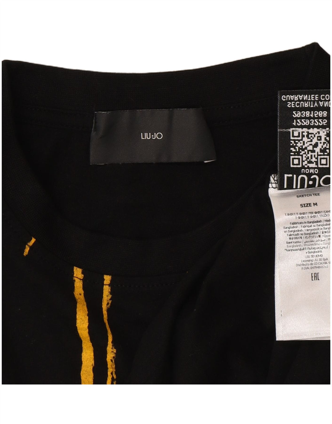 Liu Jo Camiseta masculina gráfica Top médio algodão preto