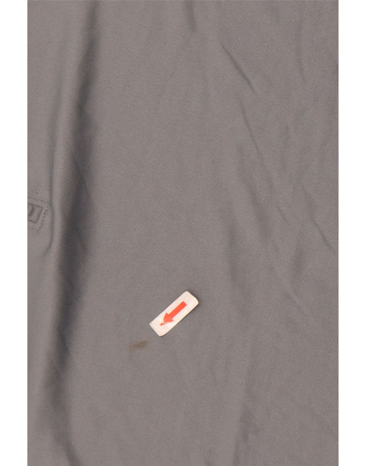 Top masculino Nike Dri Fit com zíper e manga comprida em bloco colorido cinza pequeno poliéster