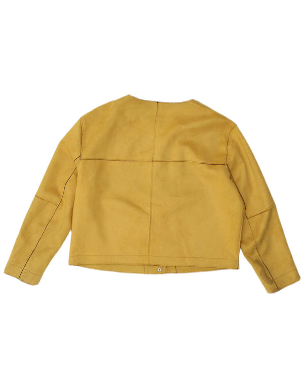 Zara Womens Crop Bomber Jacket UK 16 Grande Amarelo