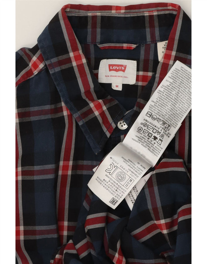 Camisa masculina Levi's média xadrez azul marinho algodão