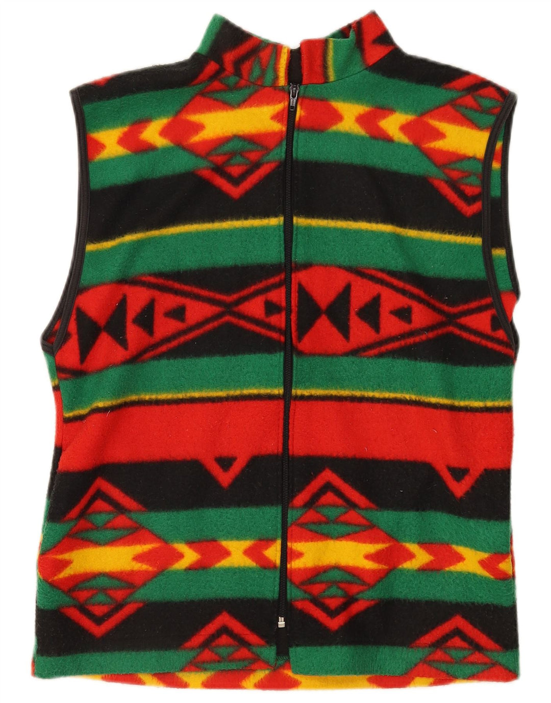 Vintage Mens Fleece Gilet UK 38 Médio Multicolorido Geométrico