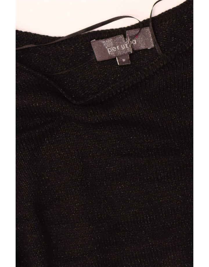 Marks & Spencer Suéter feminino Per Una com gola canoa Reino Unido 8 pequeno preto