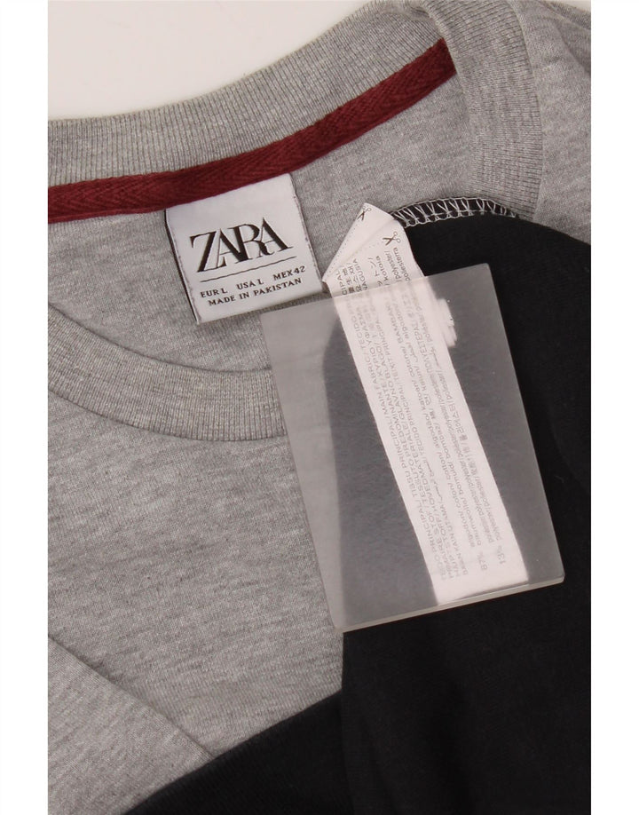 Zara Moletom Masculino Jumper Grande Multicolorido Colorblock Algodão