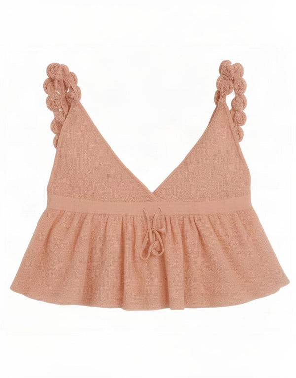Zara Top feminino de malha sem mangas UK 12 médio rosa floral