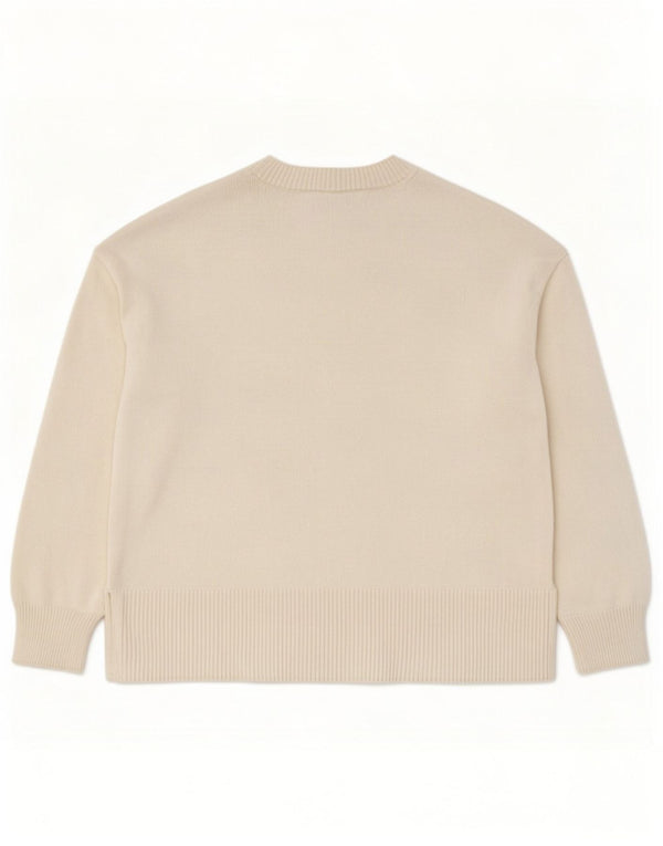 Suéter feminino Zara com gola redonda UK 10 pequeno poliéster off white