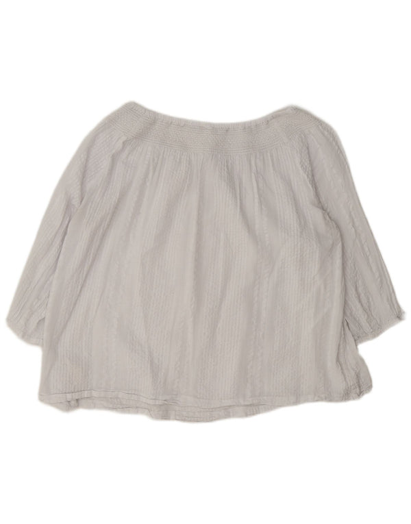Blusa feminina grande de manga 3/4 Fat Face UK 12 algodão branco médio