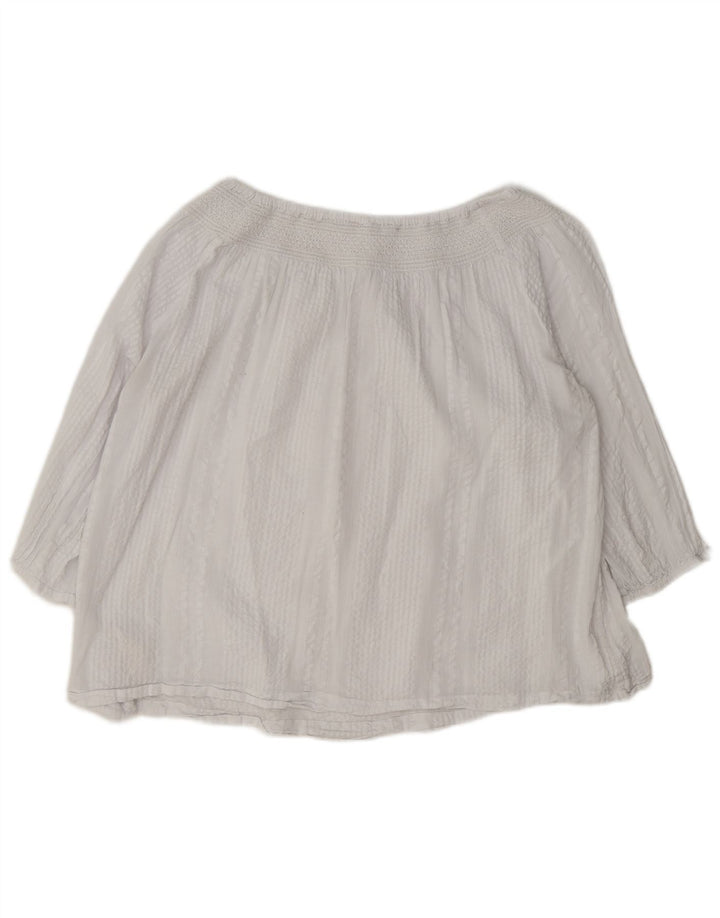 Blusa feminina grande de manga 3/4 Fat Face UK 12 algodão branco médio
