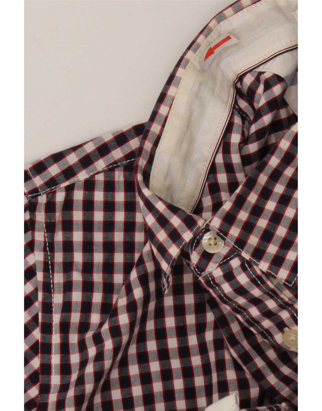 Camisa masculina de manga curta Tommy Hilfiger, algodão guingão azul marinho médio