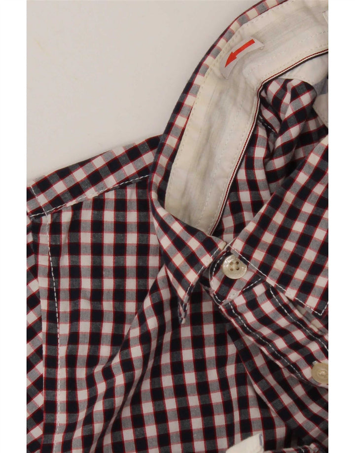 Camisa masculina de manga curta Tommy Hilfiger, algodão guingão azul marinho médio