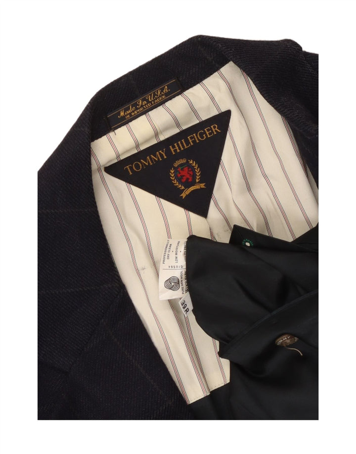 Jaqueta Blazer Masculina Tommy Hilfiger com 2 Botões Reino Unido 39 Médio Azul Marinho Xadrez