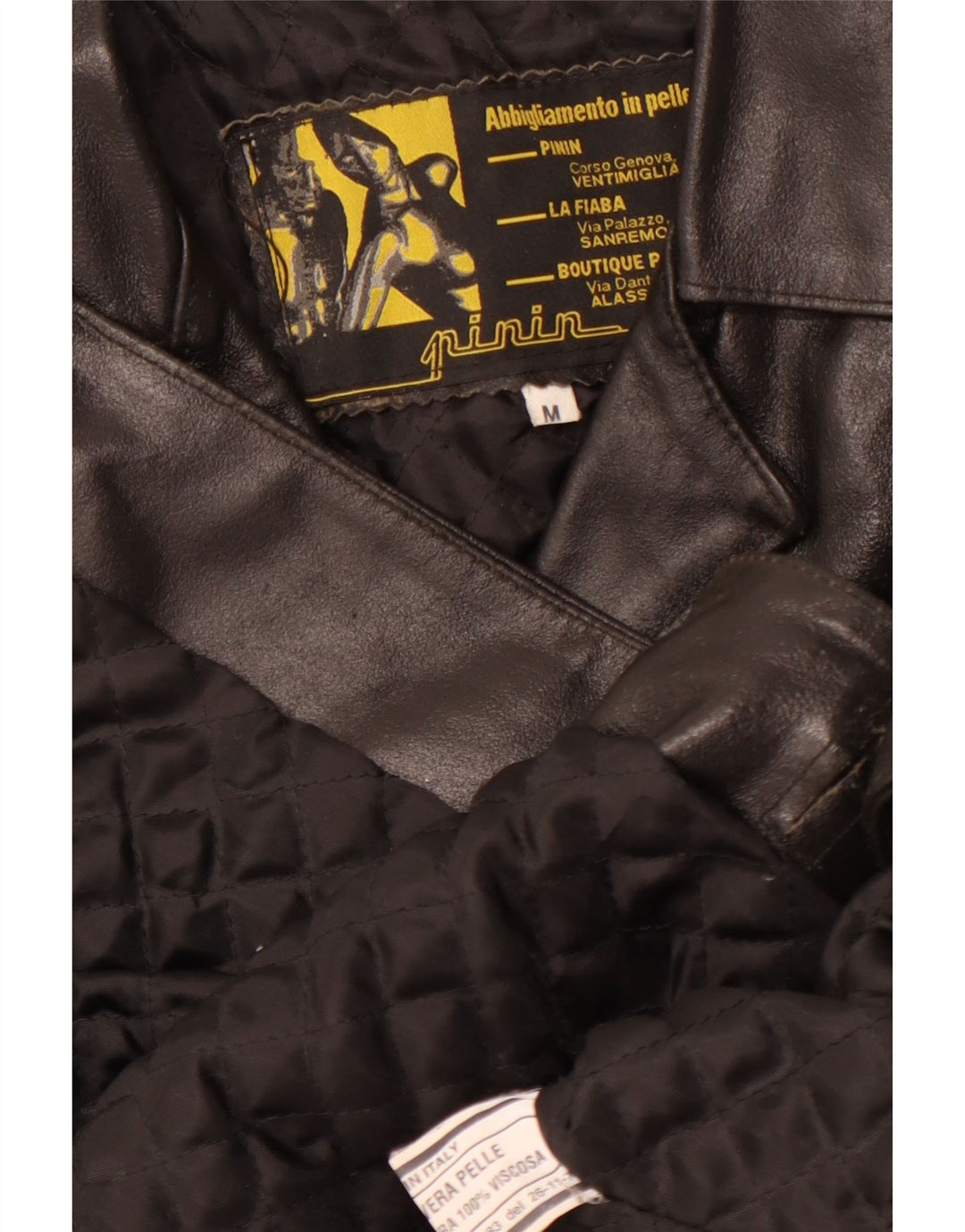 Casaco de couro feminino VINTAGE UK 14 couro preto médio