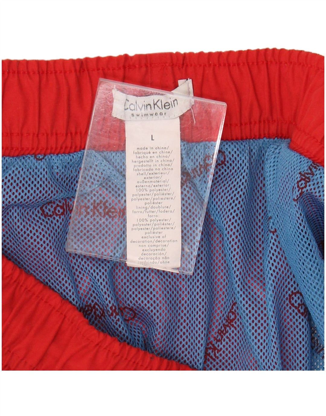 CALVIN KLEIN Calção de banho masculino gráfico grande poliéster vermelho
