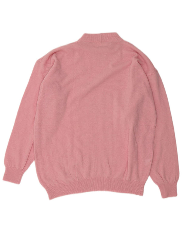 Suéter feminino VINTAGE com gola redonda UK 18 XL rosa