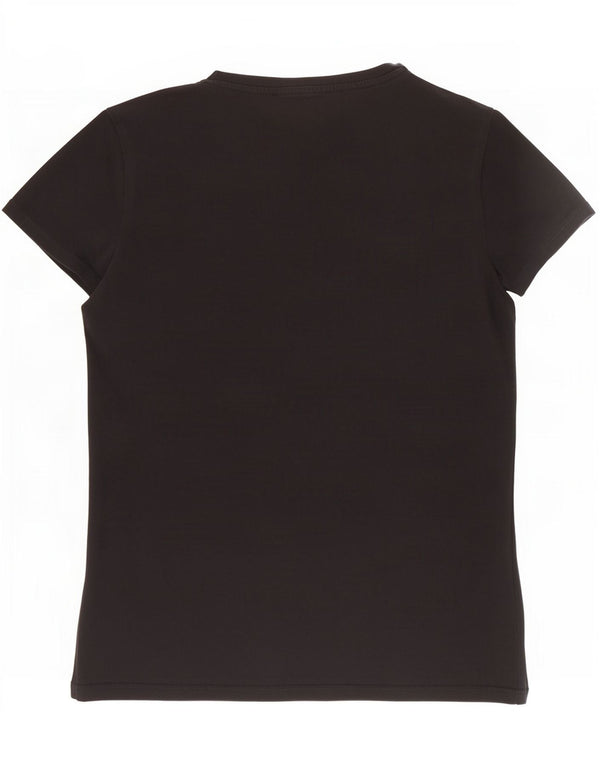 Camiseta feminina Guess com estampa gráfica UK 8 pequena algodão preto