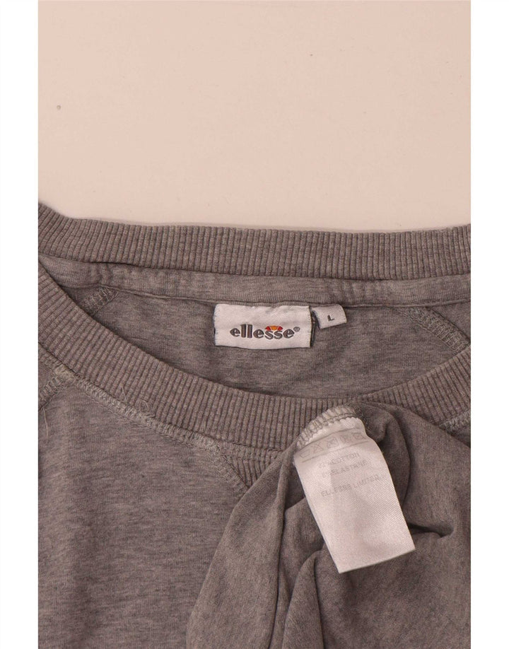Camiseta masculina Ellesse com estampa gráfica grande algodão manchado cinza