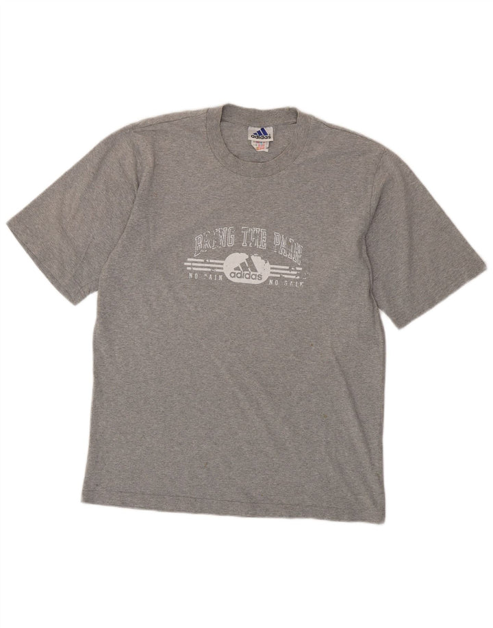 ADIDAS Camiseta masculina gráfica top pequeno algodão cinza