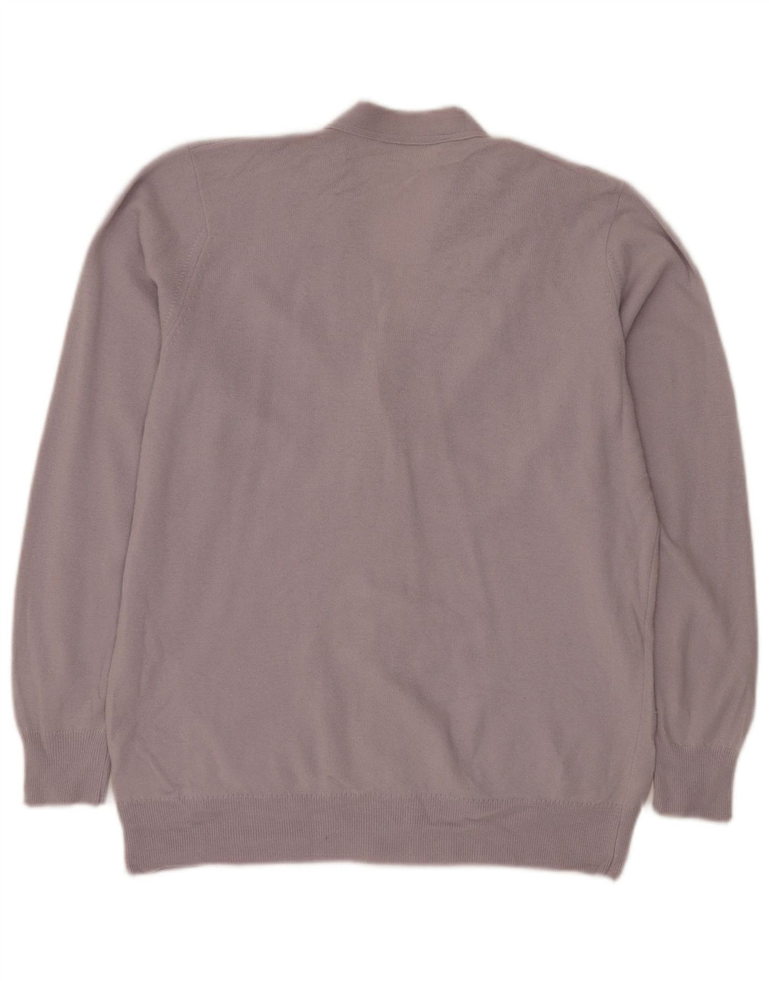 Suéter cardigã feminino Jaeger Reino Unido 14 lã de cordeiro roxa média