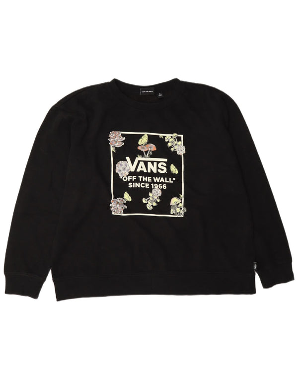 Vans feminino gráfico moletom jumper UK 18 XL preto floral algodão