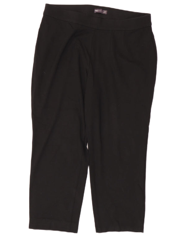 Calças cortadas femininas Marks & Spencer UK 16 grandes W34 L24 viscose preta