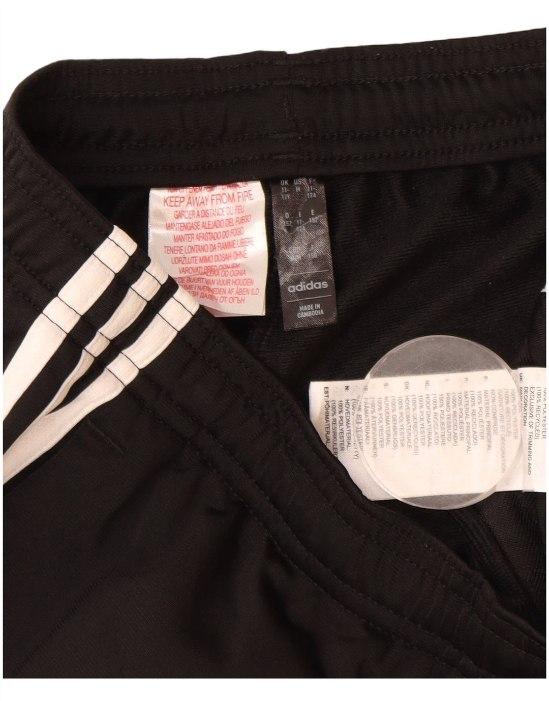 ADIDAS Boys Tracksuit Trousers 11-12 Years Black Polyester