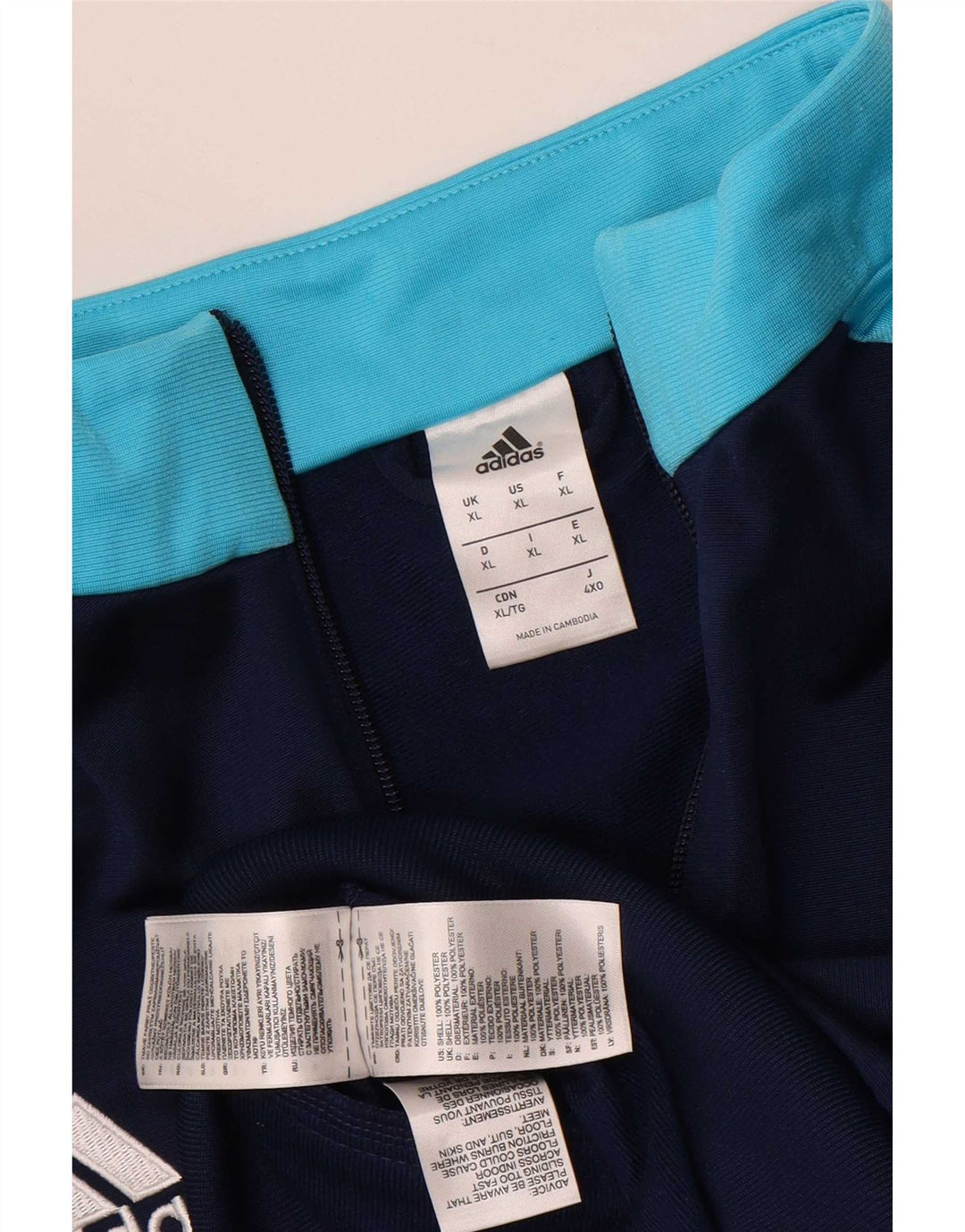 Adidas Mens Tracksuit Top Jacket XL Azul Marinho Colorblock Poliéster