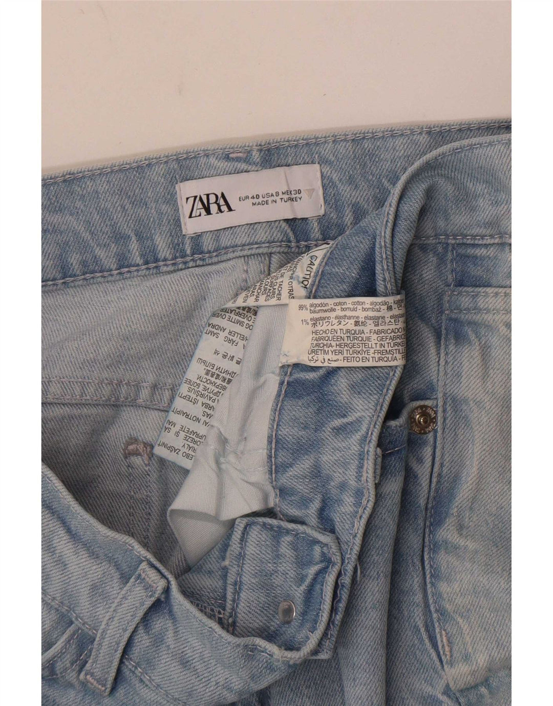 Calça jeans reta feminina Zara EU 40 médio W30 L30 azul algodão