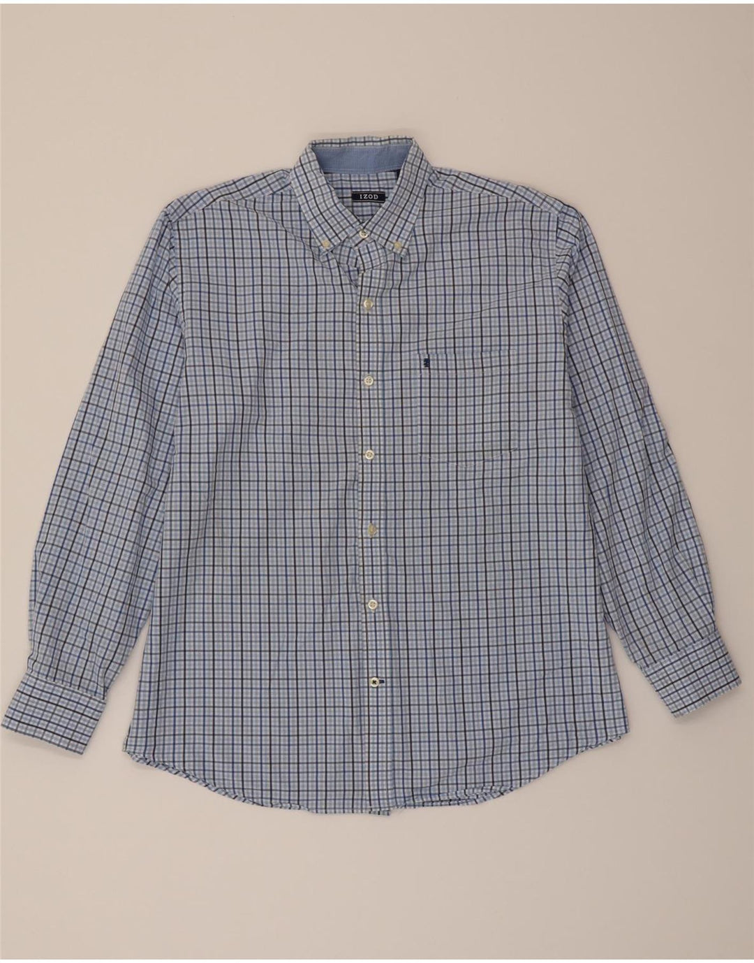 IZOD Mens Shirt Large Blue Check Cotton Vintage Izod and Second-Hand Izod from Messina Hembry 