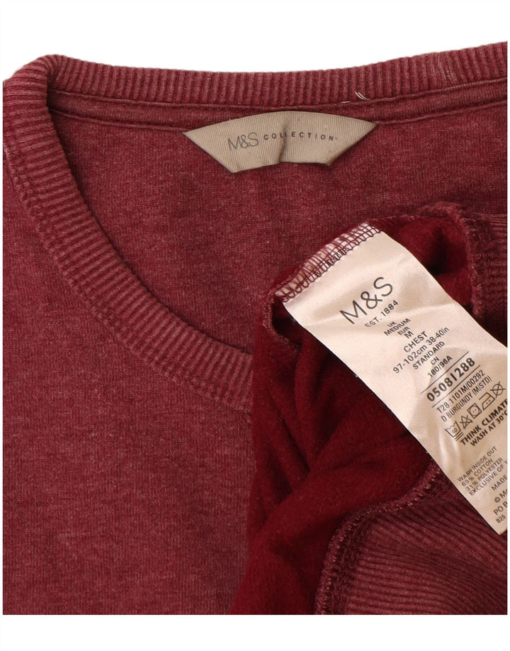 Suéter masculino Marks & Spencer de algodão cor de vinho médio