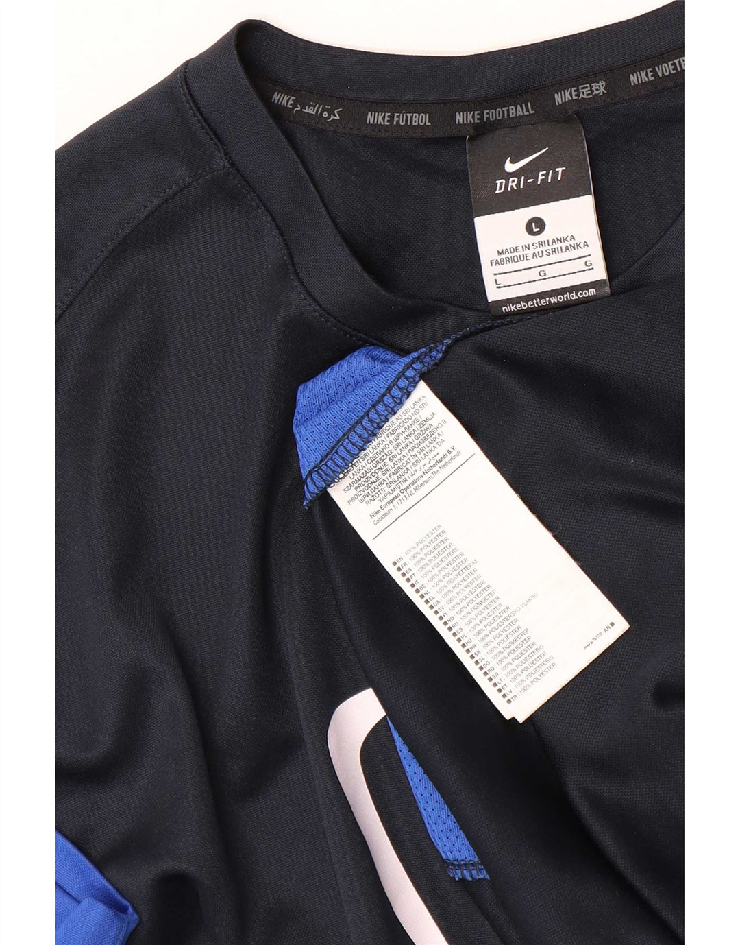 Camiseta Nike Masculina Dri Fit Graphic Top Grande Azul Marinho Colourblock Poliéster