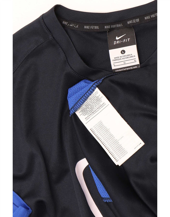 Camiseta Nike Masculina Dri Fit Graphic Top Grande Azul Marinho Colourblock Poliéster